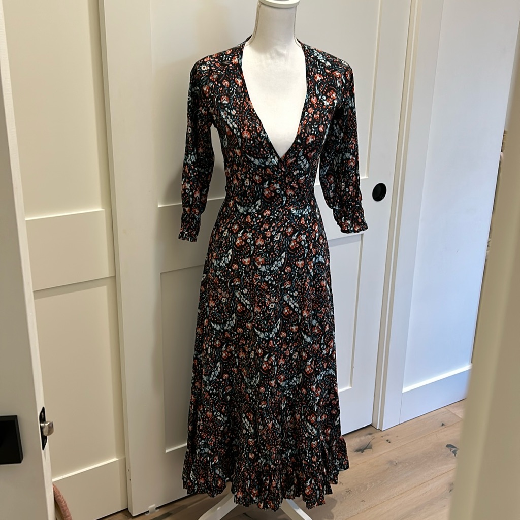 ‘Flannel’ Floral Long Sleeve Maxi Dress